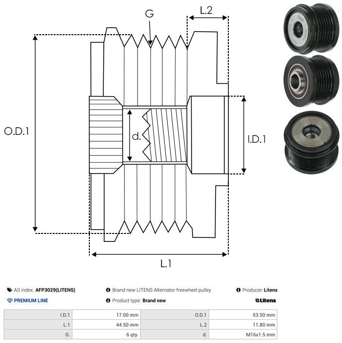AS-PL AFP3029(LITENS) Alternator Freewheel Clutch