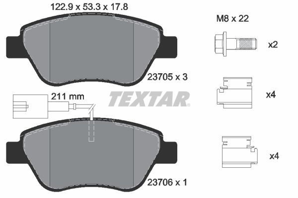 TEXTAR fékbetétkészlet, tárcsafék 2370502