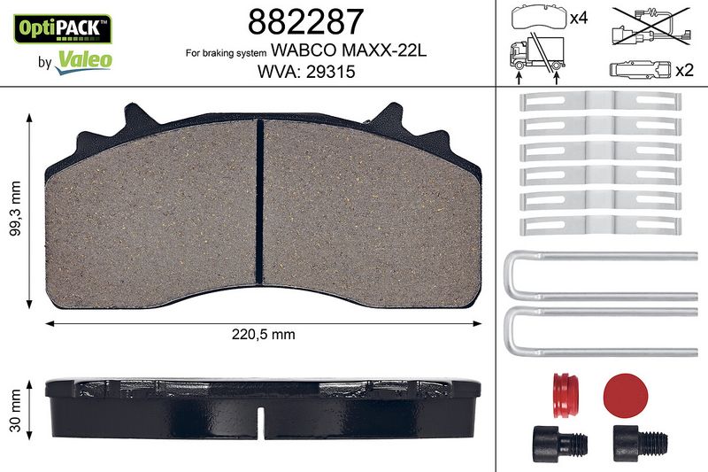 set placute frana,frana disc VALEO OPTIPACK 882287