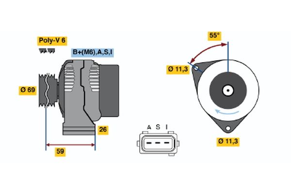 BOSCH Dynamo / Alternator 0 986 044 691