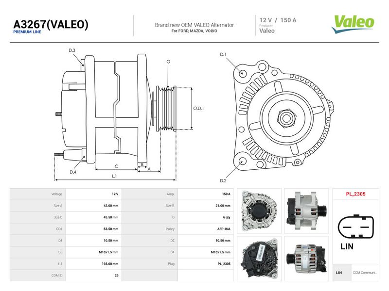 Generaator, AS-PL A3267(VALEO)