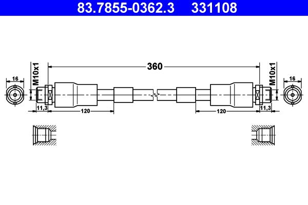 Furtun frana 83.7855-0362.3 ATE