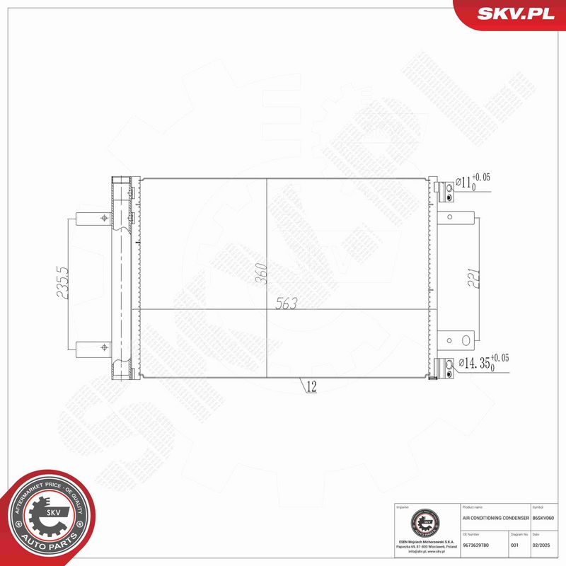 ESEN SKV 86SKV060 Condenser, air conditioning