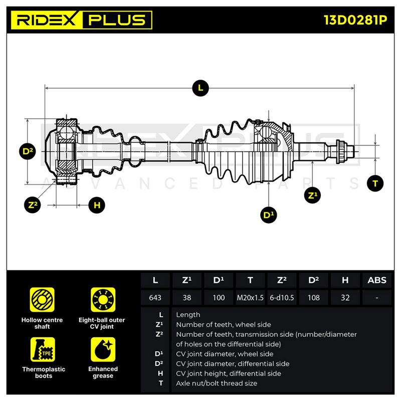 полуоска RIDEX