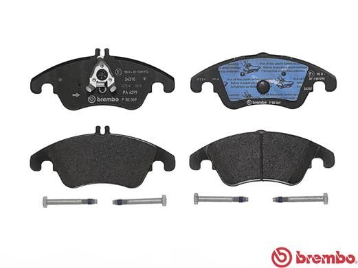 Комплект гальмівних накладок, дискове гальмо, Brembo P50069