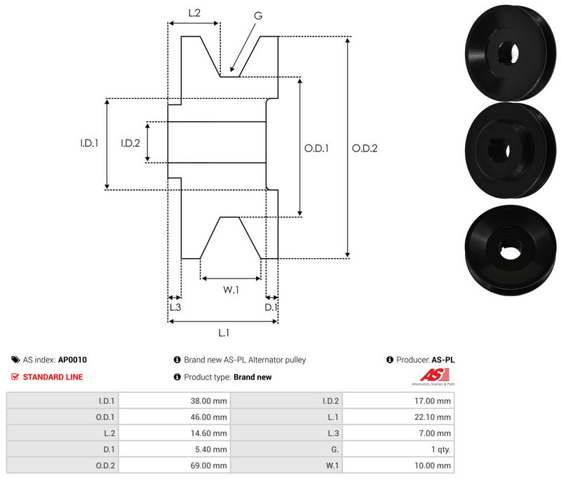 Rihmaratas, generaator, AS-PL AP0010