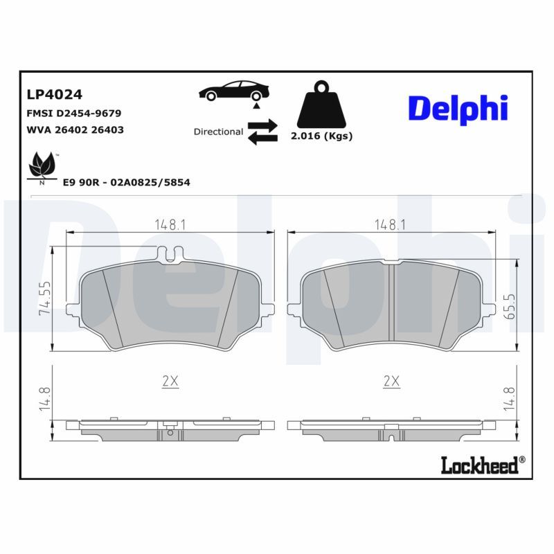 Piduriklotsi komplekt, ketaspidur, DELPHI LP4024