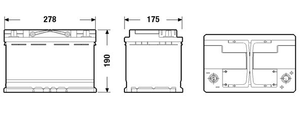 Акумулятор 72Ah-12v Exide AGM (278х175х190),R,EN760