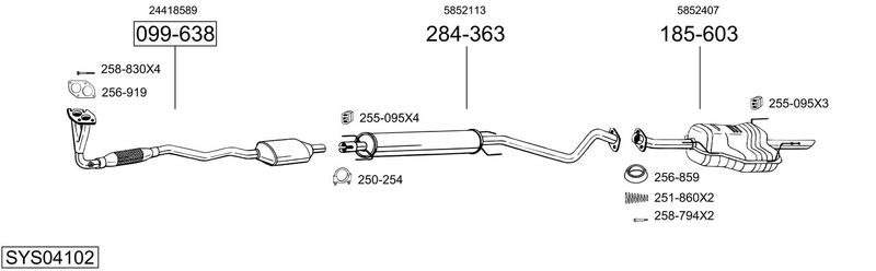 BOSAL kipufogórendszer SYS04102