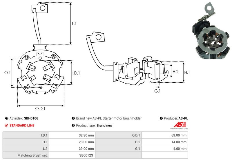 AS-PL SBH0106 Holder, carbon brushes