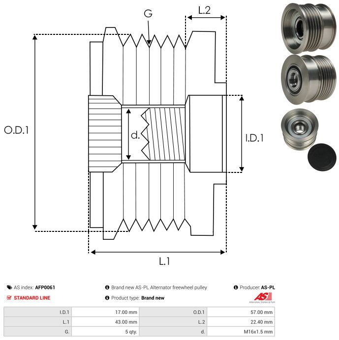 AS-PL AFP0061 Alternator Freewheel Clutch