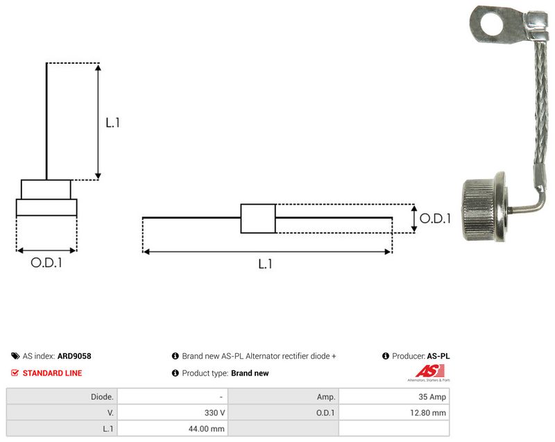 AS-PL ARD9058 Rectifier, alternator
