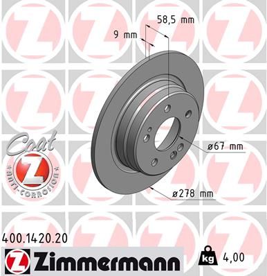 Гальмівний диск, Zimmermann 400.1420.20