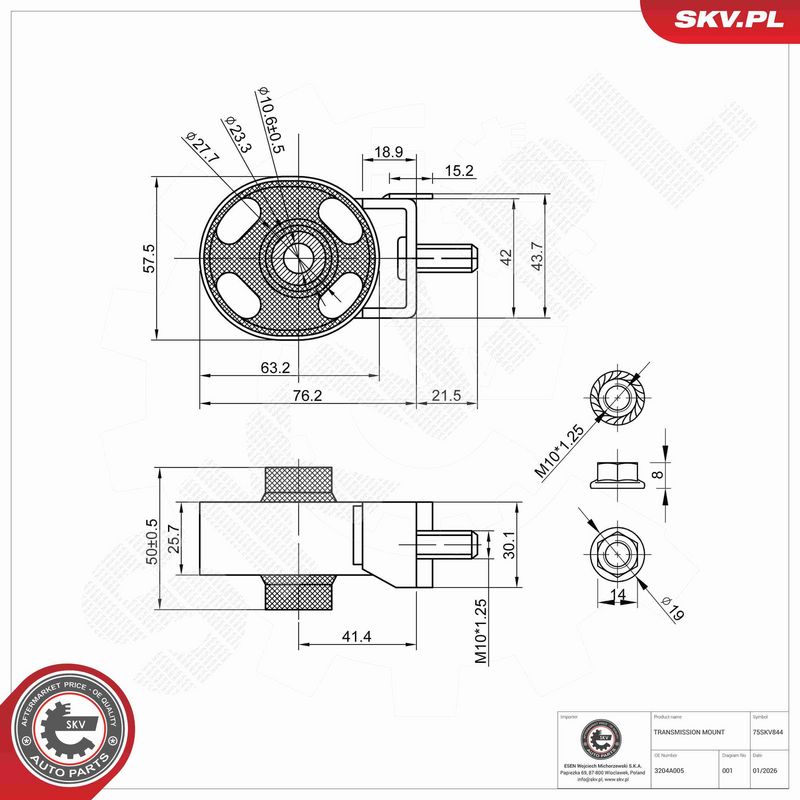 ESEN SKV 75SKV844 Mounting, manual transmission