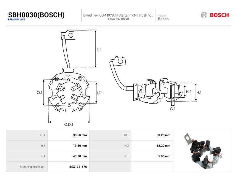 Kinnitus, süsinikuharjad, AS-PL SBH0030(BOSCH)