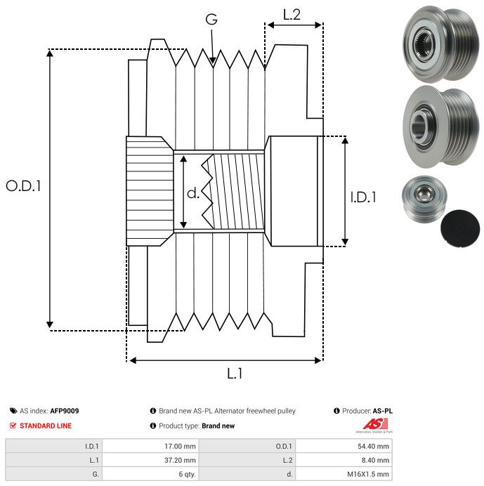 AS-PL AFP9009 Alternator Freewheel Clutch