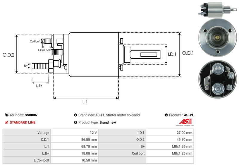 AS-PL SS0006 Solenoid Switch, starter