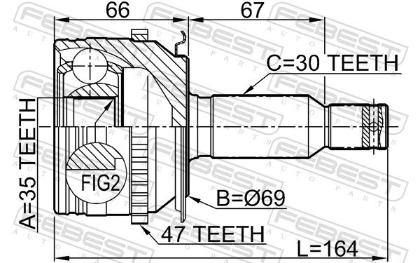 FEBEST 0410-KB4A47 Joint Kit, drive shaft