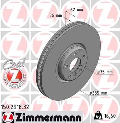 Диск гальмівний Zimmermann 150.2918.32