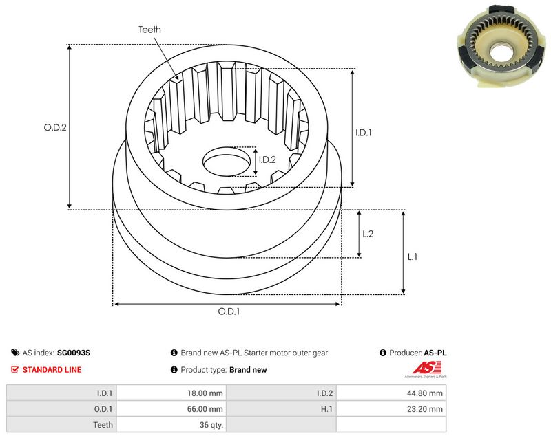 Remondikomplekt, Starter, AS-PL SG0093S