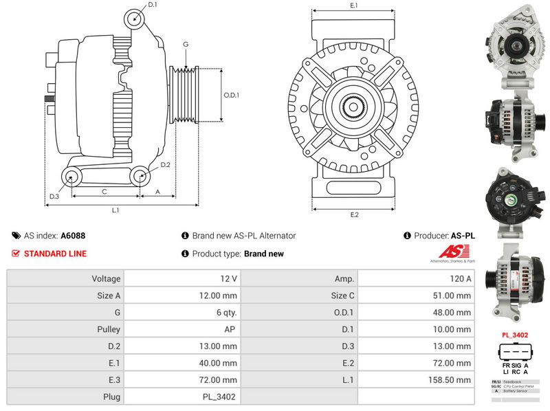 AS-PL A6088 Alternator