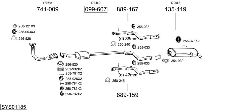 BOSAL kipufogórendszer SYS01185