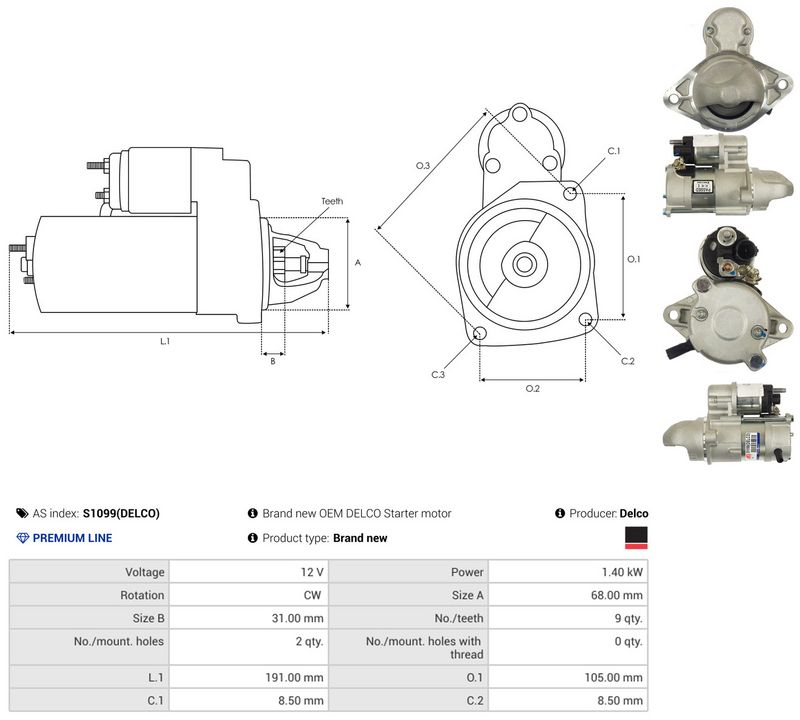 AS-PL S1099(DELCO) Starter