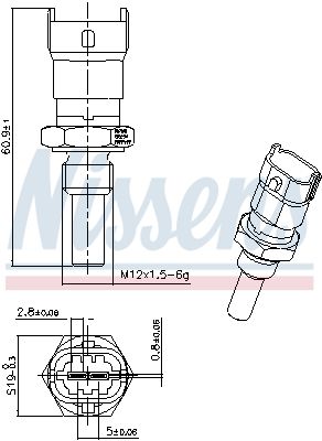 NISSENS OPEL датчик температури води синій Astra G 1.2I 16V 98-