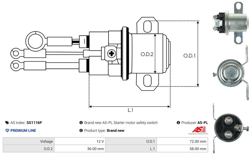 AS-PL SS1116P Solenoid Switch, starter