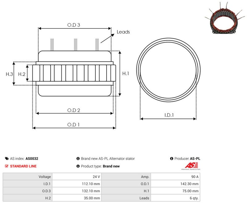 AS-PL AS0032 Stator, alternator