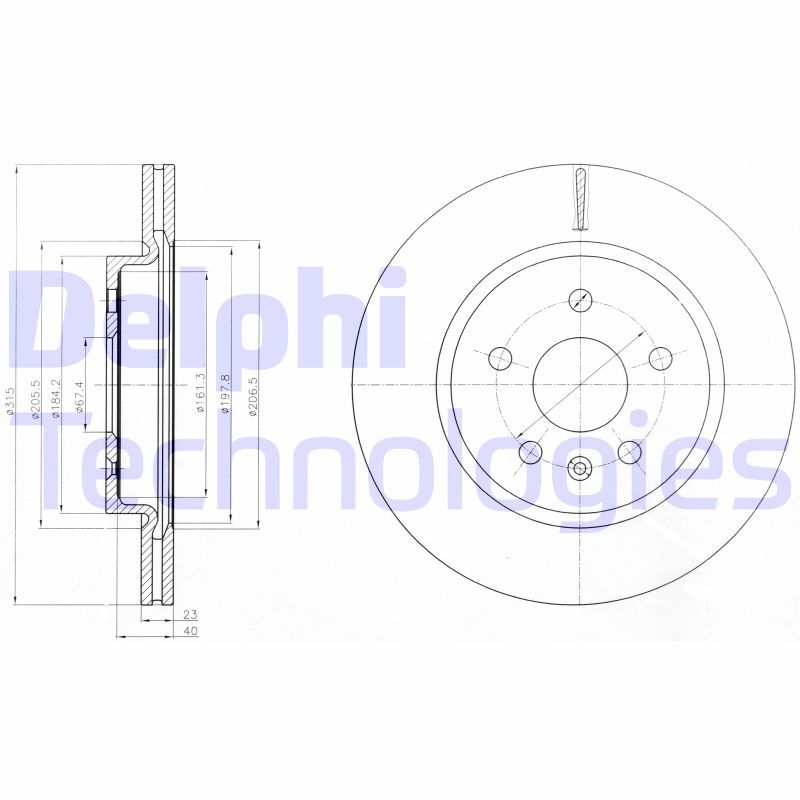 DELPHI OPEL диск гальмівний задній &quot;17-18&quot; Insignia 08-