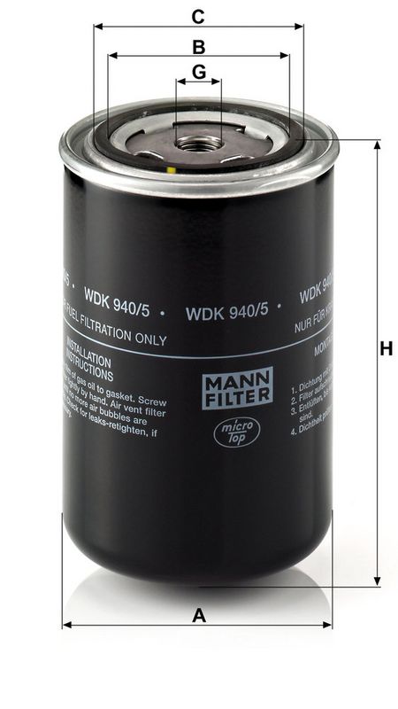Kütusefilter, MANN-FILTER WDK 940, 5