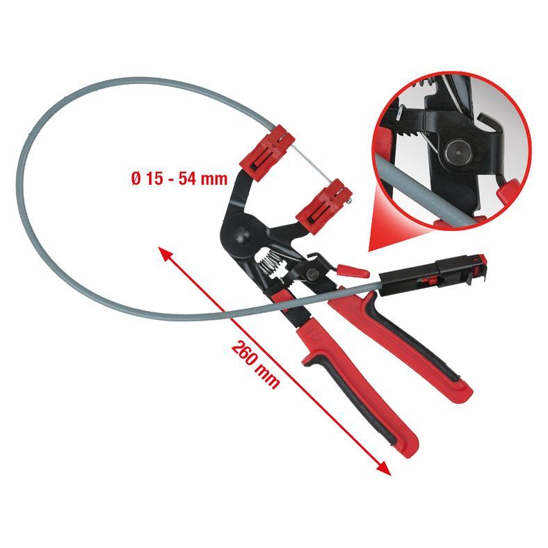 Slangklämtång med bowdenkabel, 730 mm