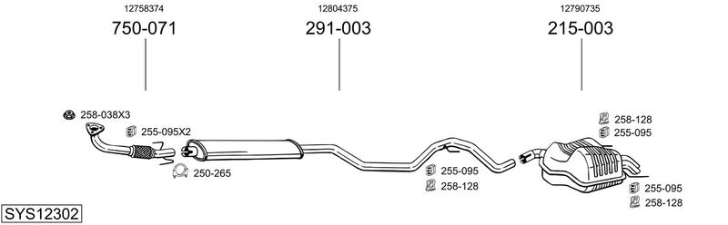 BOSAL kipufogórendszer SYS12302