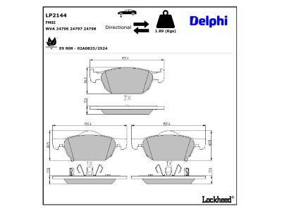 DELPHI LP2144 Diskinių stabdžių kaladėlių komplektas