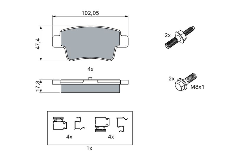 BOSCH 0 986 494 222 Brake Pad Set, disc brake