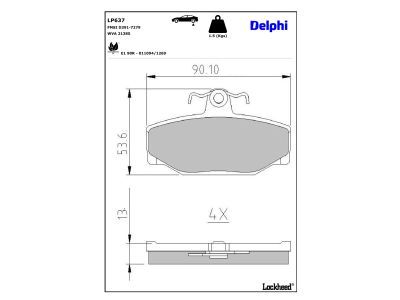 DELPHI LP637 - Brake Pad Set, disc brake