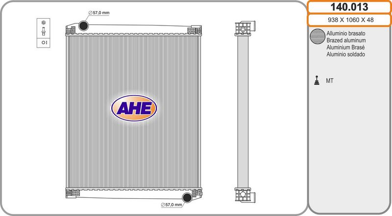 AHE 140.013 - Radiator, engine cooling