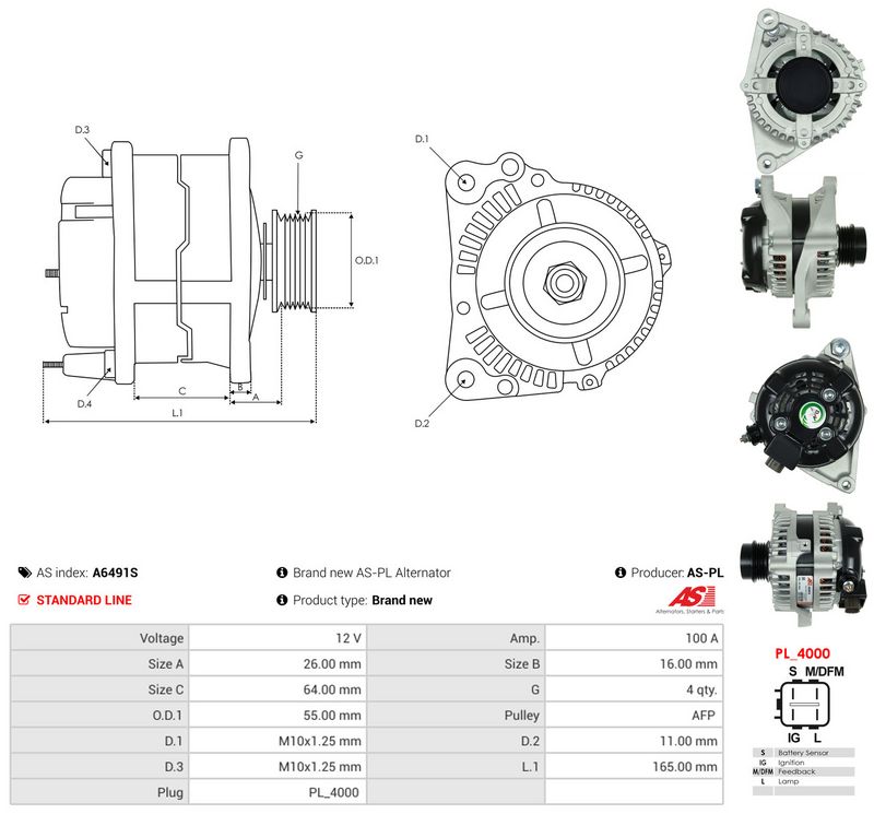 Generaator, AS-PL A6491S