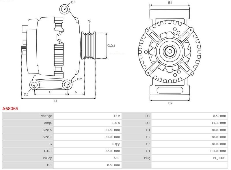 AS-PL A6806S Alternator