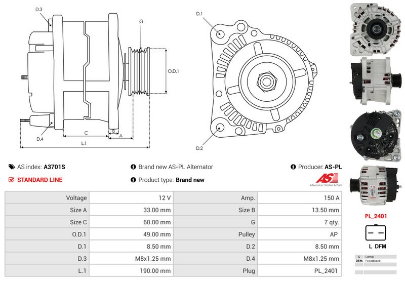 AS-PL A3701S Alternator