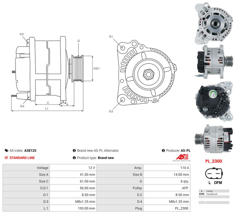 Generaator, AS-PL A3812S