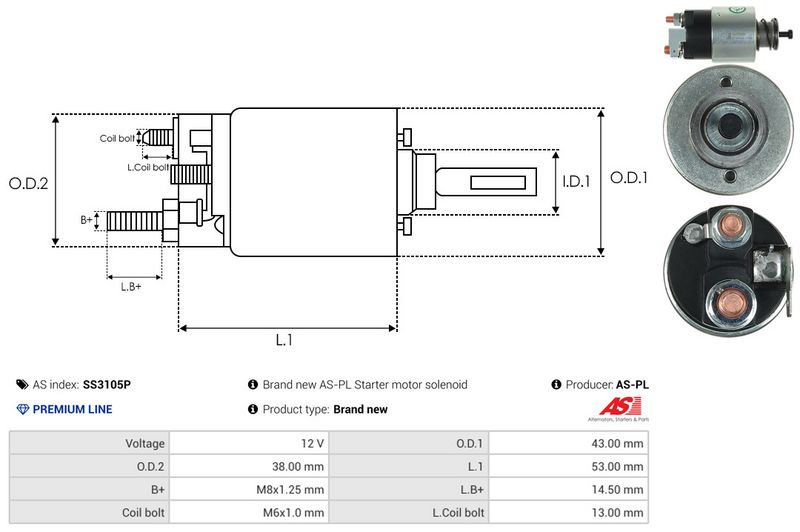 AS-PL SS3105P Solenoid Switch, starter