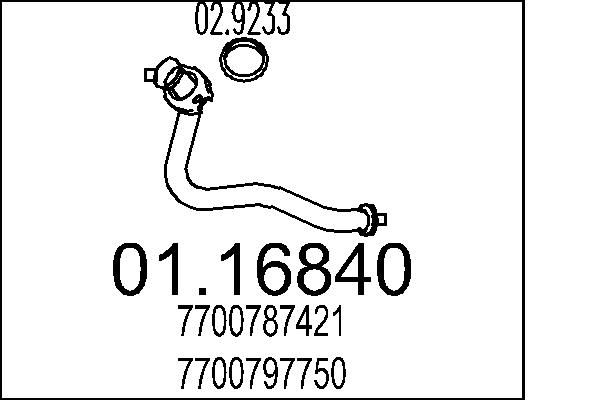 MTS kipufogócső 01.16840