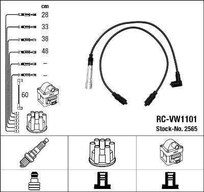 Комплект проводів високої напруги, Ngk RCVW1101