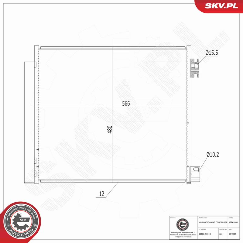 ESEN SKV 86SKV081 Condenser, air conditioning