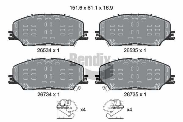 BENDIX Braking fékbetétkészlet, tárcsafék BPD2497