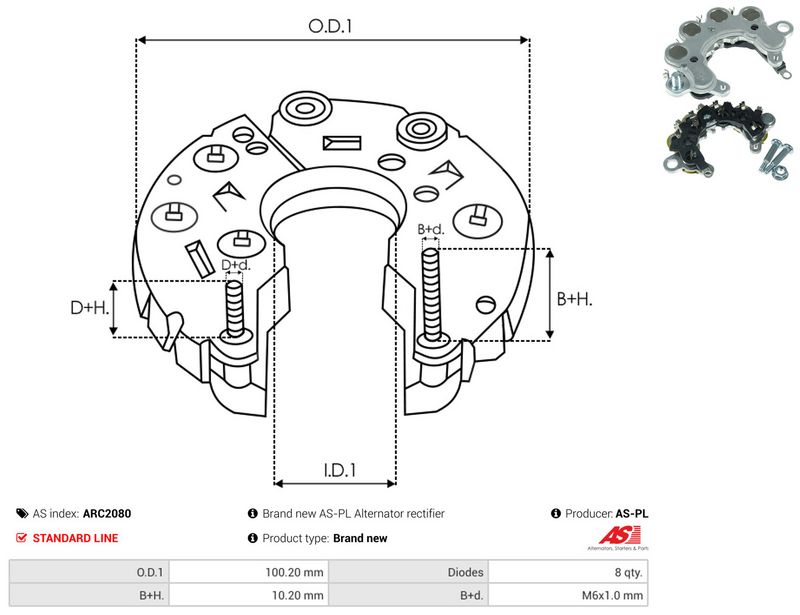 AS-PL ARC2080 Rectifier, alternator