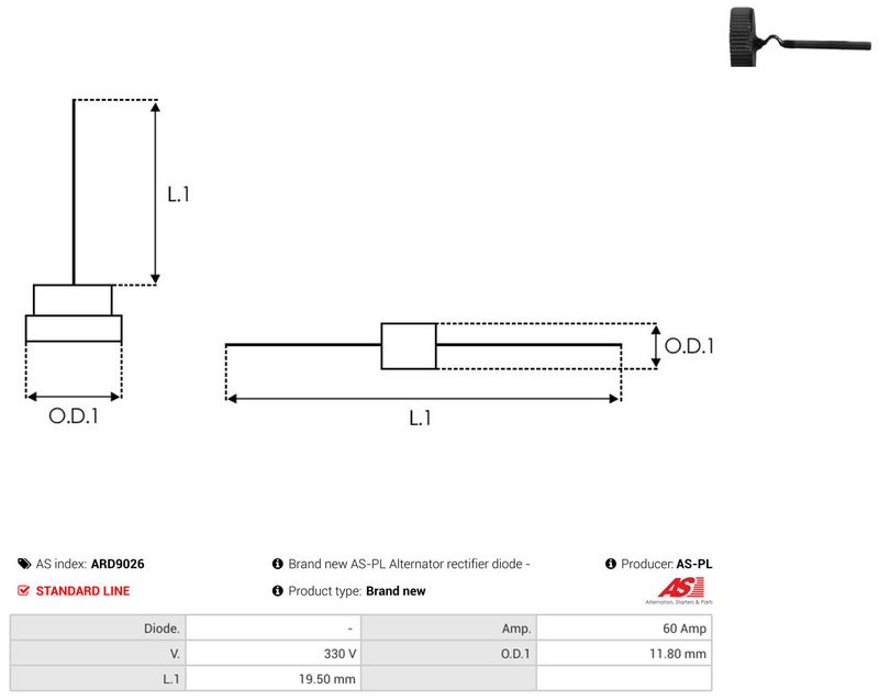 AS-PL ARD9026 Rectifier, alternator