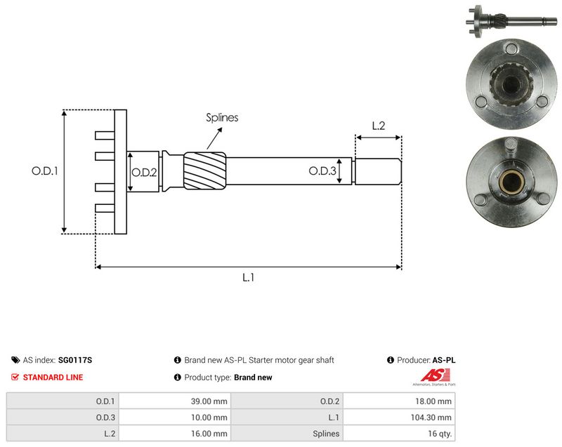 Remondikomplekt, Starter, AS-PL SG0117S